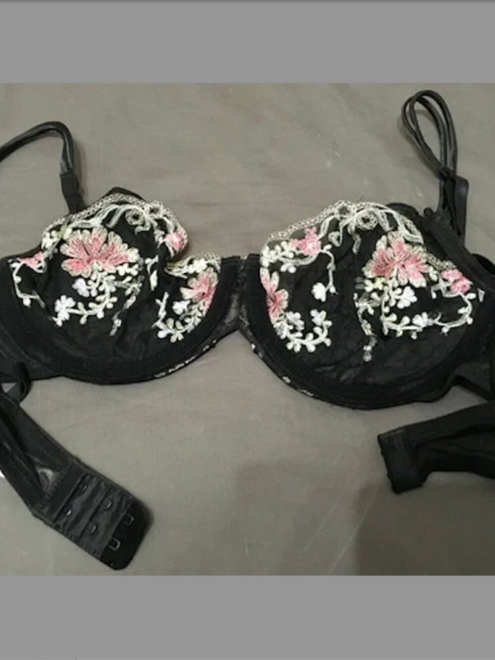 Victoria's Secret Angels Vintage Bra Full Coverage Mesh Lace Black Floral SZ 34C